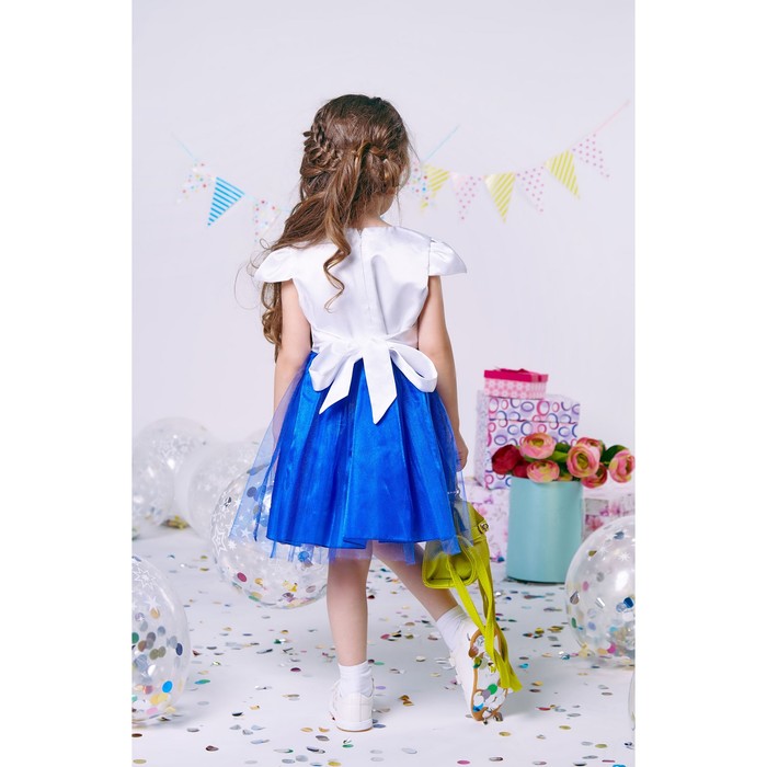 Платье нарядное для девочки, рост 98 см (28), цвет белый/василек 314-370