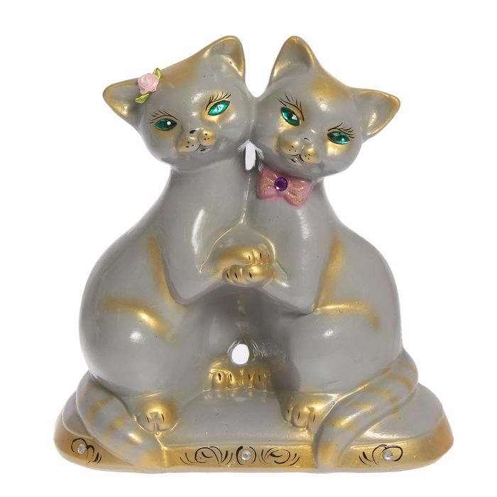 Копилка "Танцующие коты" глянец, серая, задувка золото