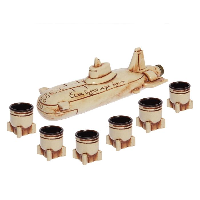 Штоф с рюмками "Подводная лодка" 7 предметов, 0,7 л