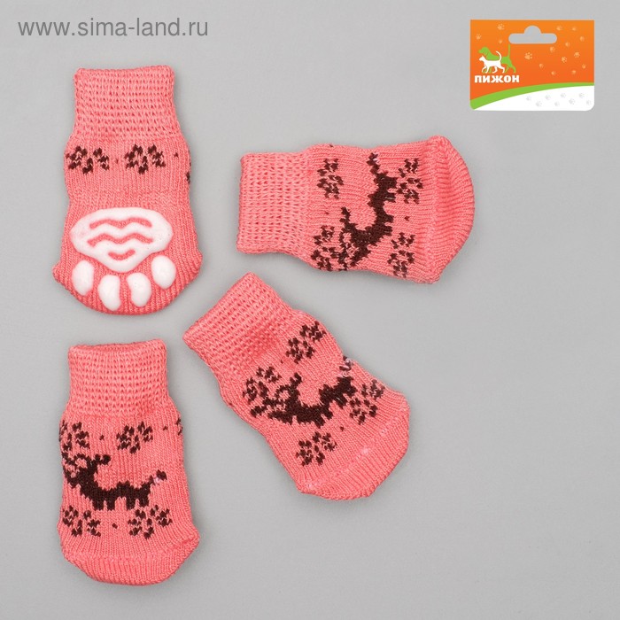 фото Носки нескользящие, размер s (2,5/3,5 х 6 см), набор 4 шт, микс расцветок для девочки пижон