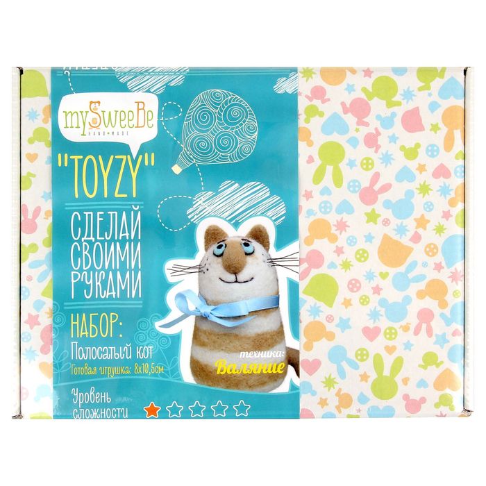 Набор для создания игрушки "Полосатый кот" техника валяние