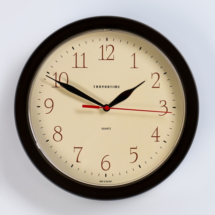 Часы настенные, серия: Классика, d-24 см, коричневый обод часы настенные серия классика рубин d 23 см песочный обод