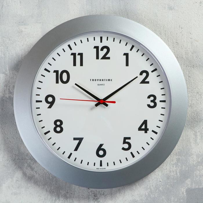 Часы настенные, серия: Классика, d-30 см, серебряный обод часы настенные серия классика d 29 см коричневый обод