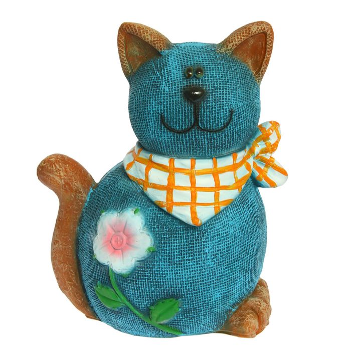 Садовая фигура "Кошка в платочке" синяя