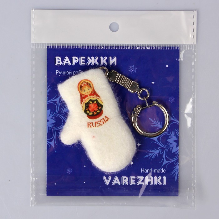 Брелок-варежка "Матрешка красная"