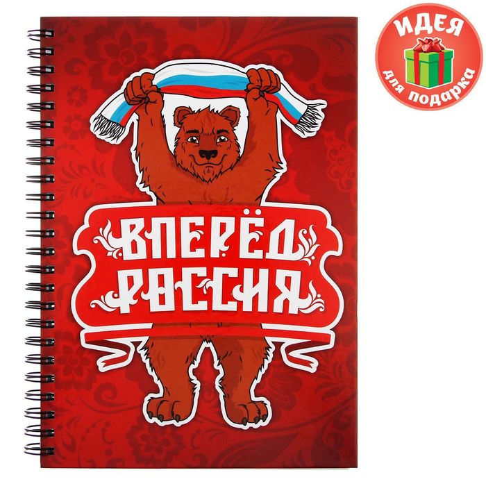 Ежедневник на гребне "Россия, вперёд!", твёрдая обложка, А5, 80 листов