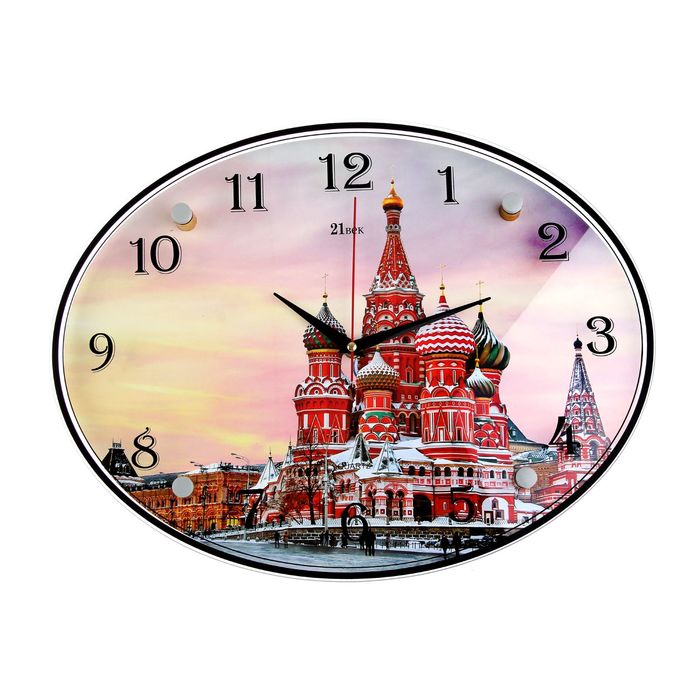 Часы настенные овальные "Собор Василия Блаженного", 35х46 см
