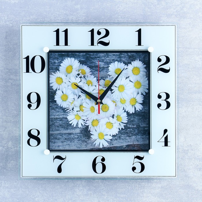 Часы настенные квадратные "Ромашки", 31х31 см