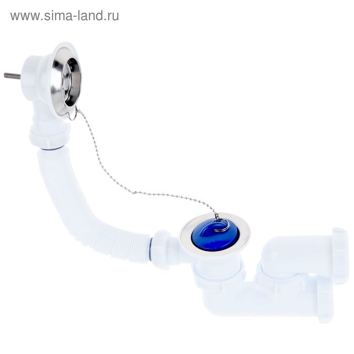 Сифон для ванны Aquant, 1 1/2 х 40 мм, с выпуском и переливом, с металлической решеткой гофросифон aquant 1 1 2 х 40 50 мм с металлической решеткой d 70 мм удлинённый