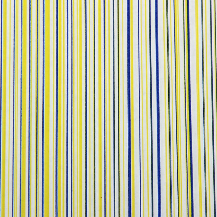 Бумага упаковочная крафт "Полоски люкс", бело-лимонно-синяя, 0.5 х 10 м