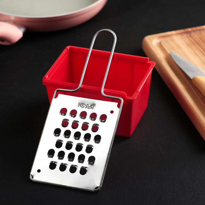 Терка плоская с контейнером "Сырная", цвет МИКС