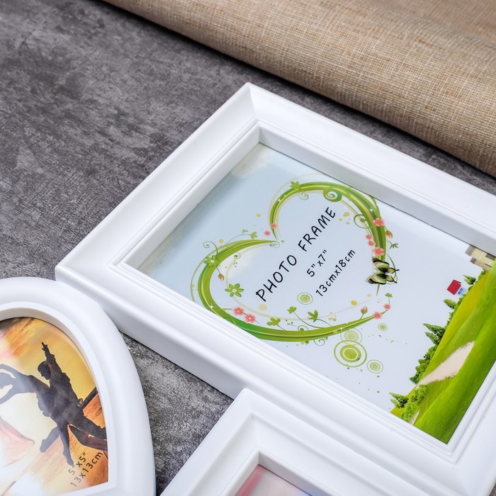 Фоторамка "Я люблю тебя" на 5 фото 9х9 см, 11х11 см, 9х13 см, 13х18 см, 10х15 см, белая