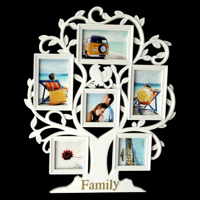 Фоторамка "Семейное гнездо" на 6 фото 13х13 см, 10х15 см, 10х10 см, белая