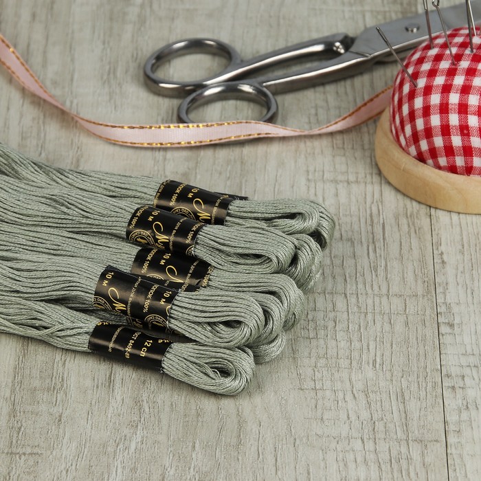 Мулине №6702,10±1м, цвет серо-зелёный