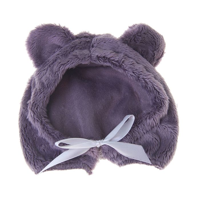 Шапочка зимняя на завязках с ушками, S(обхват морды-24см, обхват шеи-18см, боковая высота-12,5см), плюш