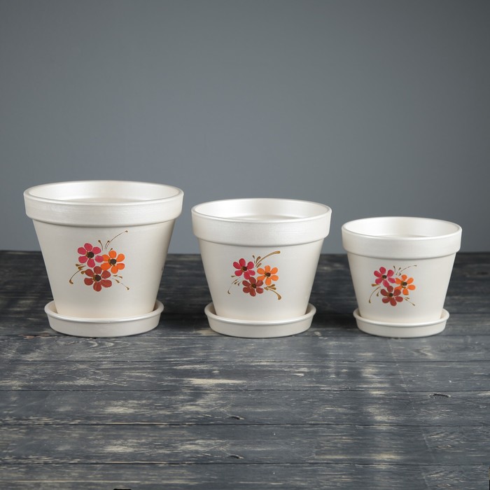 Набор кашпо 3 шт. "Матрёшка" белое 1 л/ 1,7 л/ 2,5 л