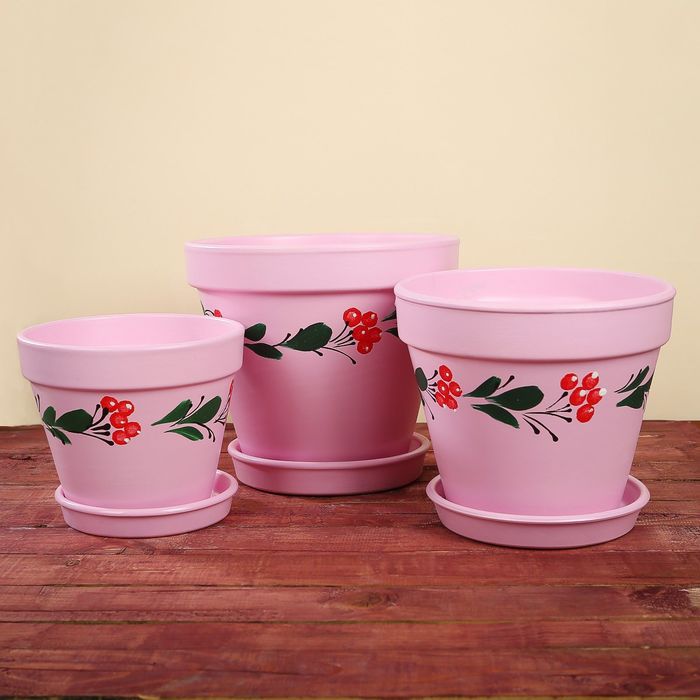 Набор кашпо 3 шт. "Матрёшка" сиреневое 1 л/ 1,7 л/ 2,5 л