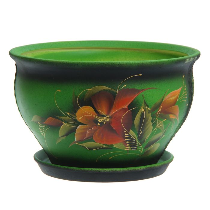 Кашпо "Тюльпан" цветы, зелёное 10 л