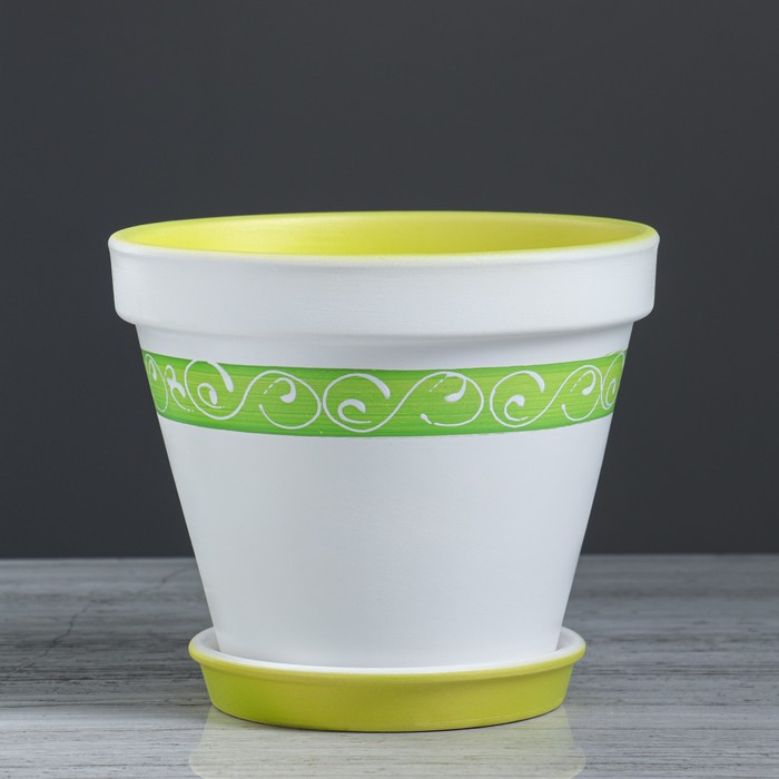 кашпо «Конус» (худ)  2,5л Абстракция, Салатовый МИКС