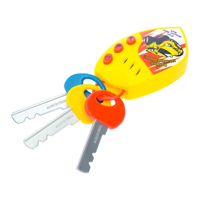 Брелок музыкальный с 3 ключиками и звуковыми эффектами: сирена, сигнализация, звук зажигания, работает от батареек