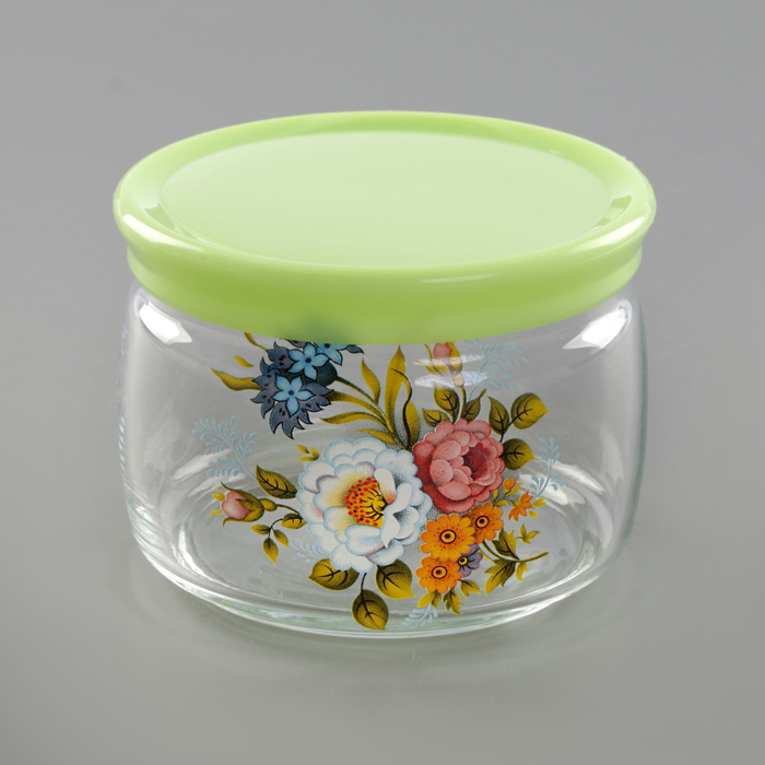 Банка для сыпучих продуктов 500 мл "Букетик", цвет МИКС