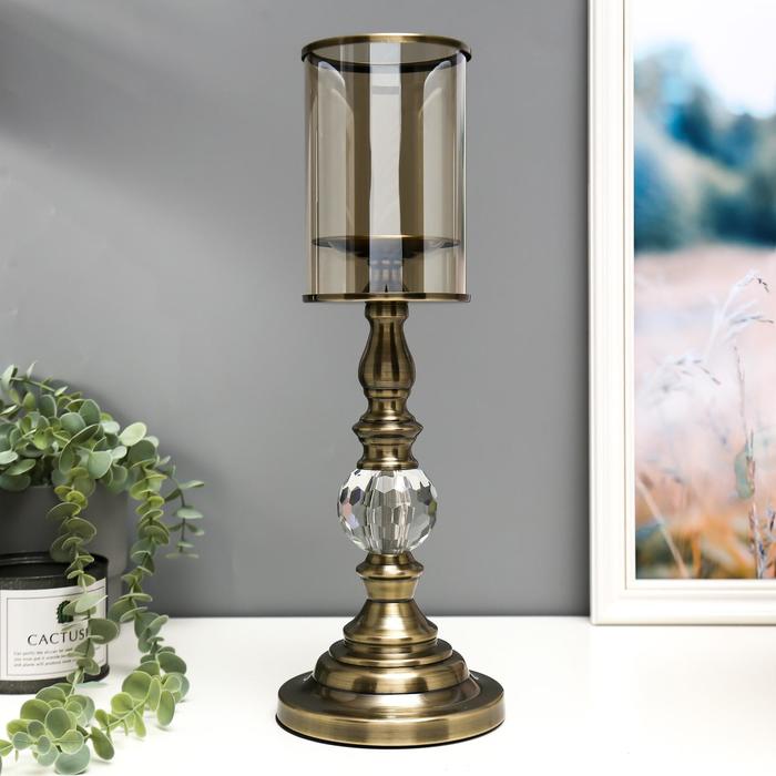 Подсвечник на 1 свечу "Герцог" под латунь с хрусталиком