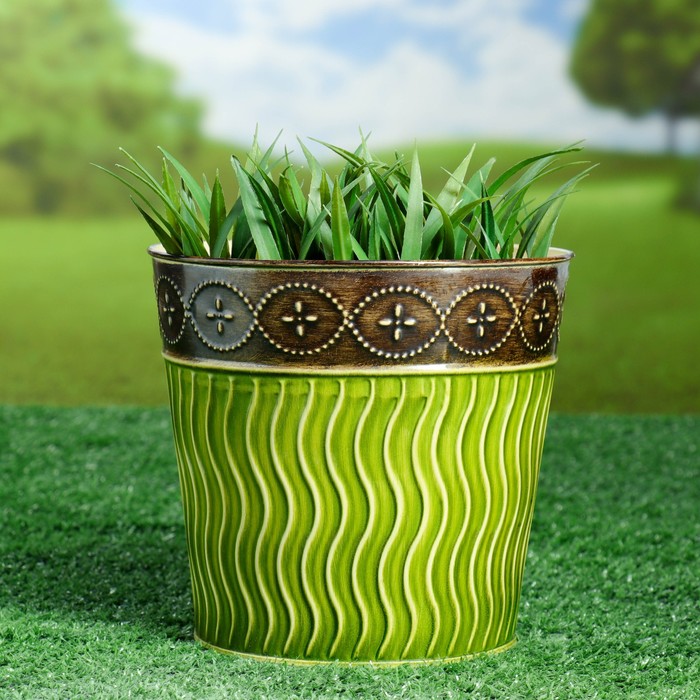 Кашпо "Стиль" цилиндр, волны, микс