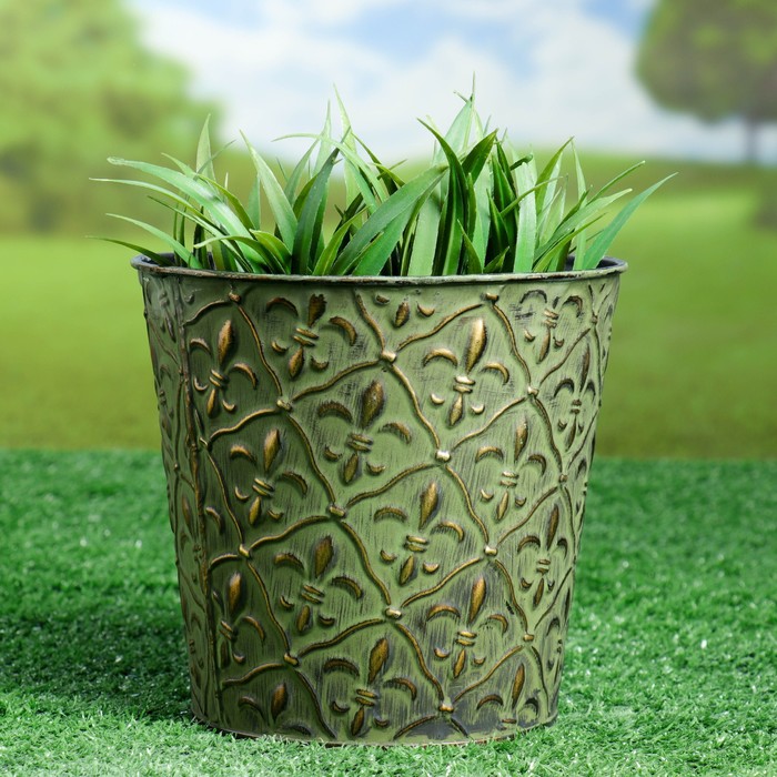 Кашпо "Стиль" цилиндр, зелёное, ромбы