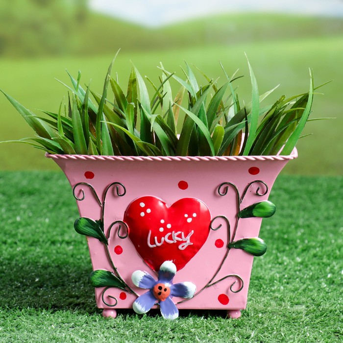 Кашпо "Сердца" квадратное, микс
