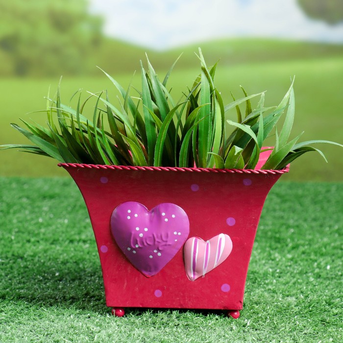 Кашпо "Сердца" квадратное, микс
