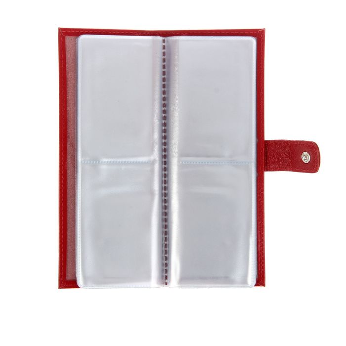 Визитница, 2 ряда, 24 листа, цвет красный