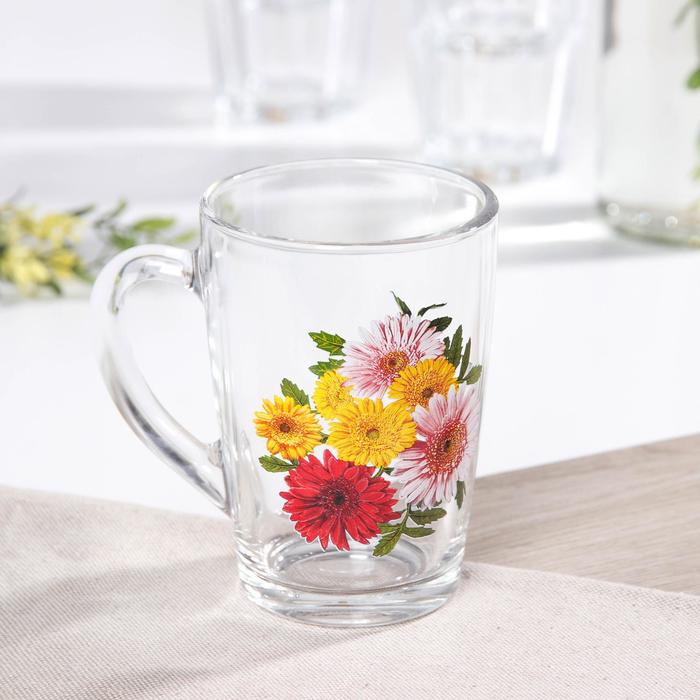 Кружка 300 мл "Цветочная поляна", в подарочной упаковке, рисунок МИКС