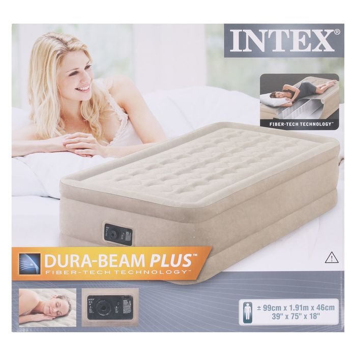 Кровать надувная Twin Ultra, с встроенным насосом, 99х191х46 см 64456 INTEX