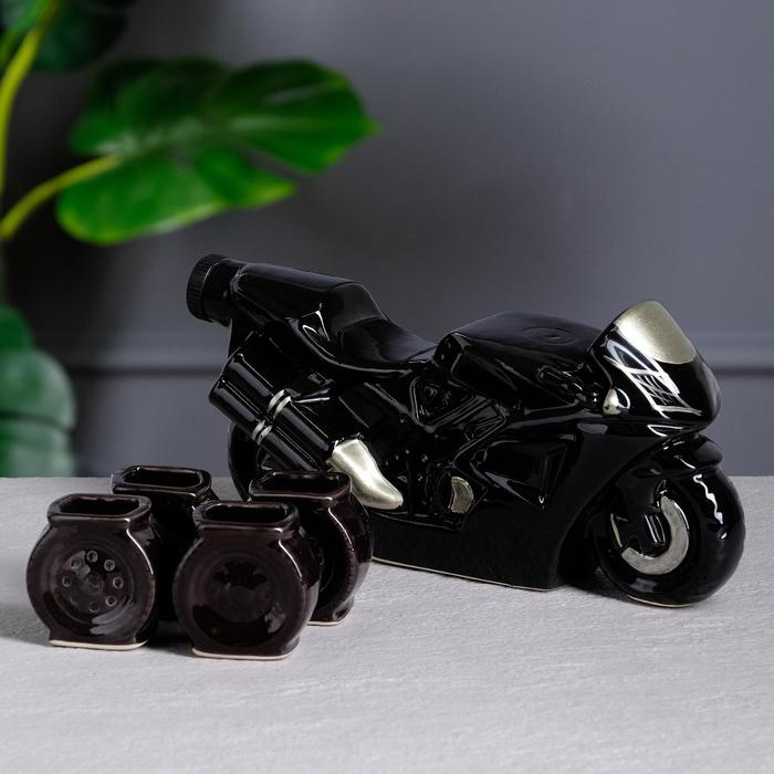 Штоф с рюмками "Байк чёрный" 0,5 л/ 0,05 л, микс