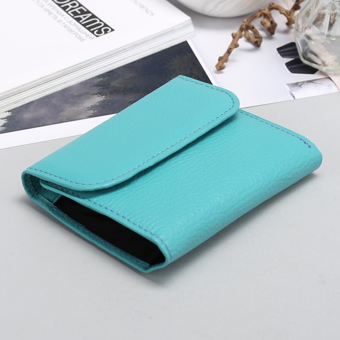 Кошелёк женский на кнопке, 1 отдел, отдел для монет, бирюзовый флотер