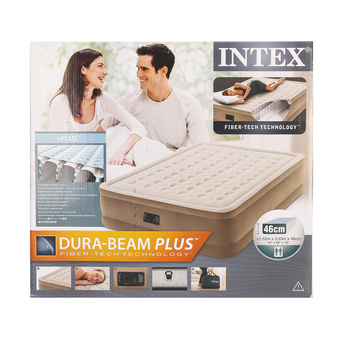 Кровать надувная "QUEEN ULTRA", с встроенным насосом, 152х203х46 см 64458 INTEX