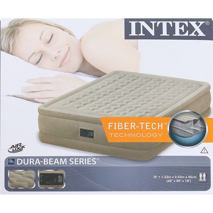 Кровать надувная "QUEEN ULTRA", с встроенным насосом, 152х203х46 см 64458 INTEX