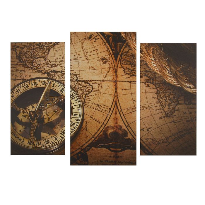Модульная картина на подрамнике "Карта", 2 шт. — 25,5×50,5 см, 30,5×60 см, 60×100 см