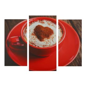 Картина модульная на подрамнике 'Кофе в красной кружке' 2шт-25,5*50,5,30,5*60см , 60х100 см Ош