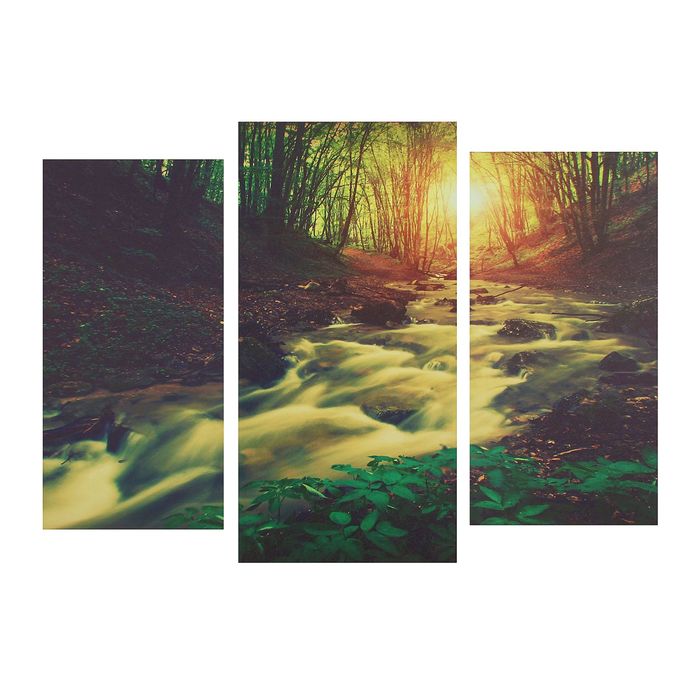 Модульная картина на подрамнике "Река", 2 шт. — 25,5×50,5 см, 30,5×60 см, 60×100 см