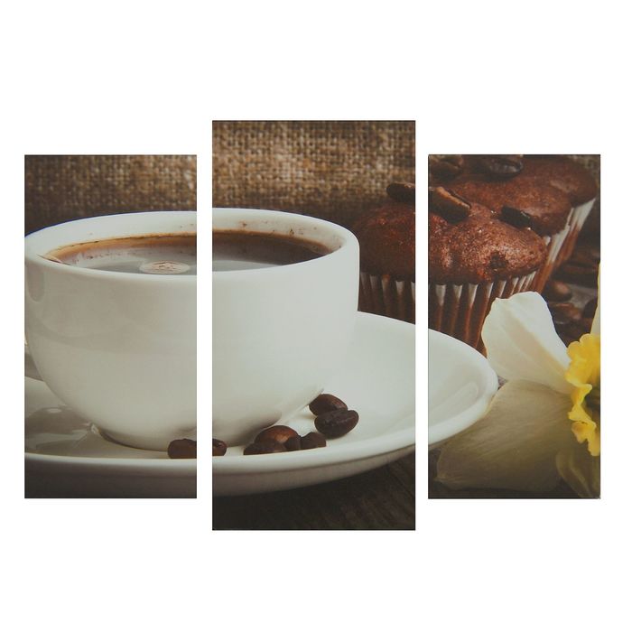 Картина модульная на подрамнике Кофе 2шт-25,5*50,5см, 30,5*60см, 60х100 см модульная картина кофе