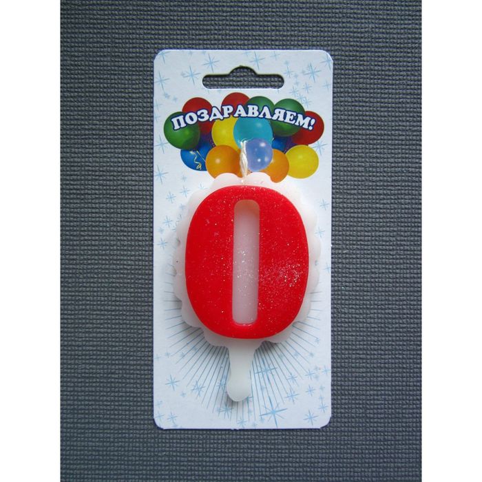 свеча для торта цифра "Облако" красная "0", большая