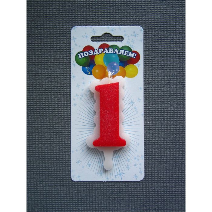 свеча для торта цифра "Облако" красная "1", большая