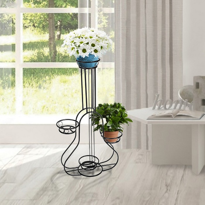 Подставка для цветов d=18 см "Гитара-4", цвет черный