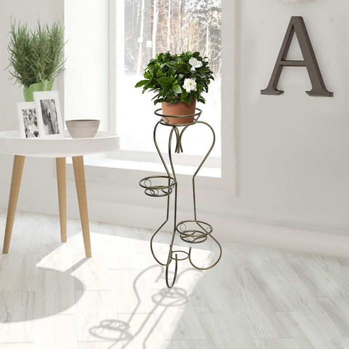 Подставка для цветов "Тюльпан-3", верхний d=22 см, нижние d=18 см, цвет бронзовый антик