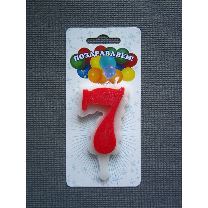 свеча для торта цифра "Облако" красная "7", большая
