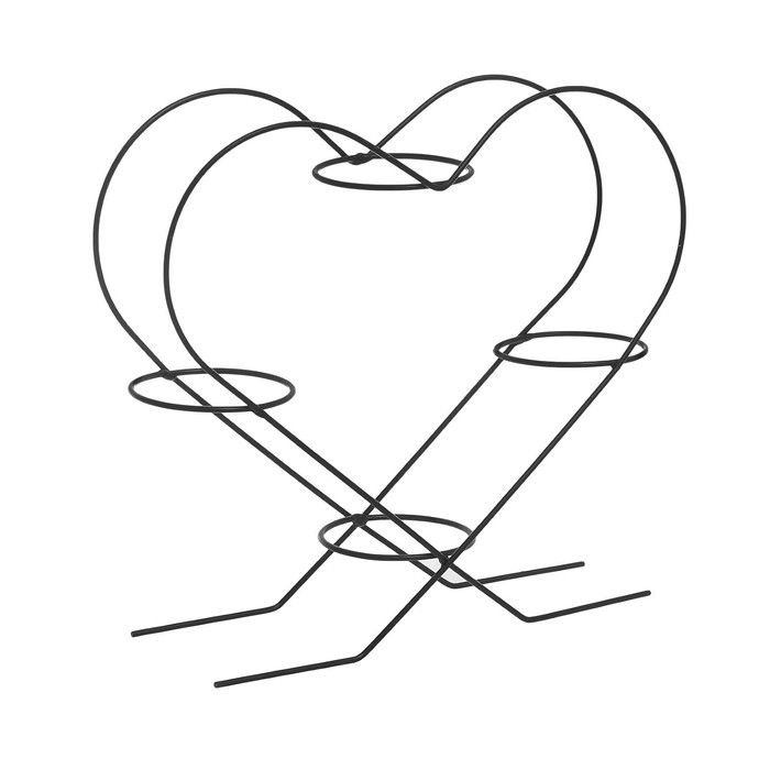 Подставка для кактусов d=8 см "Сердце-4", цвет черный