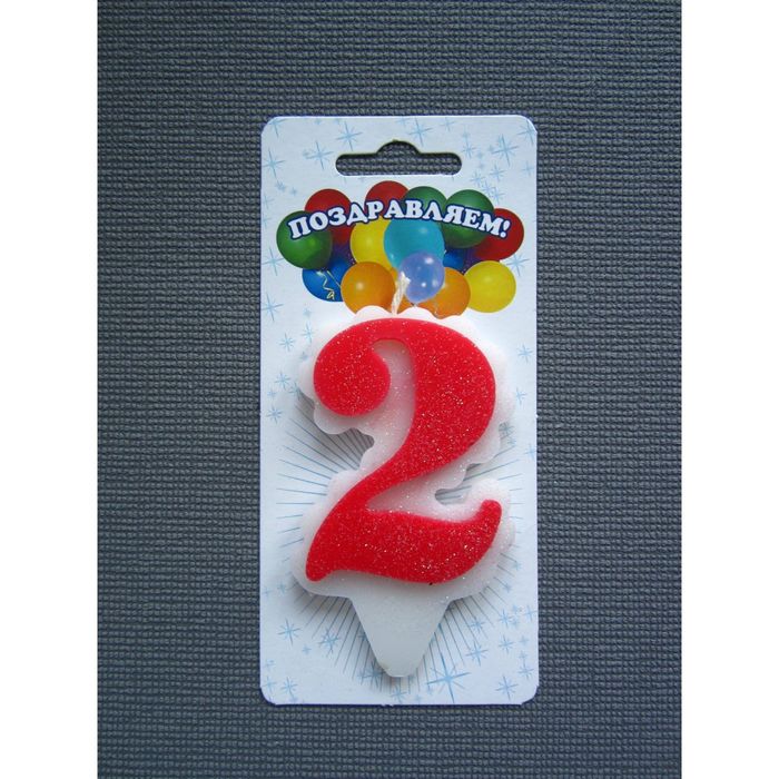 свеча для торта цифра "Облако" красная "2", большая