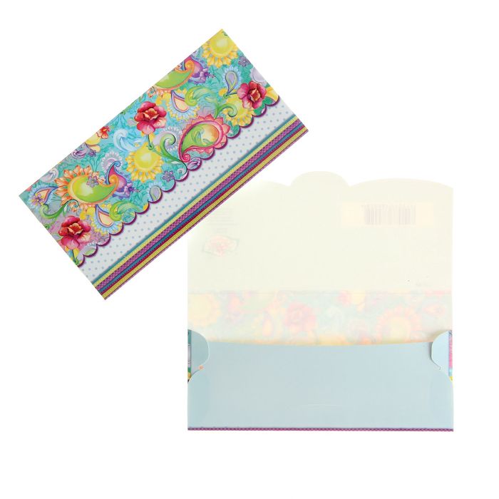Конверт для денег "Универсальный" цветы, голубой фон