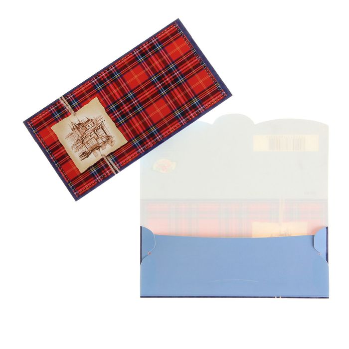 Конверт для денег "Универсальный" красный фон в клетку